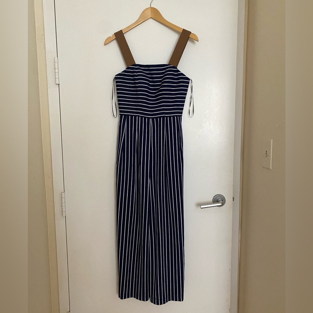 Navy and white stripe jumpsuit